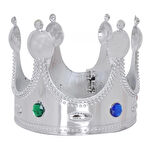 Plastik Kral Tacı Gümüş Renk Yetişkin 55 cm