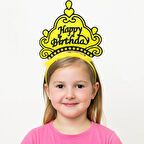 Sarı Happy Birthday Prenses Tacı – Doğum Günü Taç Aksesuarı