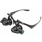 Gözlük Modeli 10X 15X 20X 25X Lens 2 Led Işıklı Büyüteç 9892G