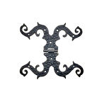 Antika Tarz Dekoratif Pirinç Süslü Menteşe - 190x170 Mm, Oksit