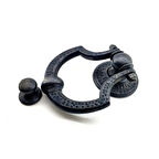 Antika Tarz Dekoratif Pirinç Dövme Kapı Tokmağı, Taktak - 150x105 Mm, Oksit