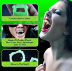 Karanlıkta Parlayan Fosforlu Çift Damak Takma Vampir Dişi