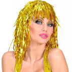 Altın Sarısı Işıltılı Metalize Parti Peruğu