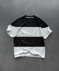 TUA MODA Unisex Bisiklet Yaka Parçalı T-Shirt - Siyah