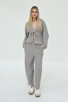 TUA MODA Önden Bağlamalı Takım - Gri