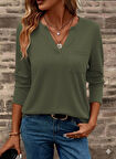 TUA MODA Kadın Uzun Kollu Cepli V Yakalı Viskon Iki Iplik Bluz