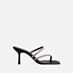 Oyra Siyah Saten Topuklu Terlik