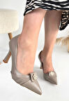 Luney Gri Cilt Topuklu Ayakkabı