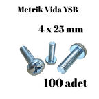 Metrik Vida YSB 4X25  100 Adet Yıldız Silindir Başlı Vida