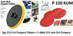 Sgs Cırt Zımpara Tabanı 115mm + P120 Kum 5 Adet Cırt Zımpara