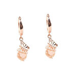 925 Ayar Gümüş Buzlu Şampanya Quartz Taşlı Kelebek Küpe