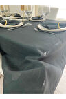 Keten Görünümlü Füme Renk Dertsiz Masa Örtüsü