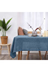 Keten Indigo Mavi Renk Dertsiz Masa Örtüsü