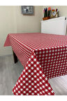 Sıvı Geçirmez Dertsiz Masa Örtüsü Kırmızı Küp Kareli