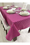 Sıvı Geçirmez Puantiyeli Dertsiz Masa Örtüsü Fuşya