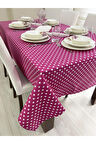 Sıvı Geçirmez Puantiyeli Dertsiz Masa Örtüsü Fuşya