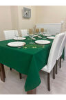 Sıvı Geçirmez Dertsiz Masa Örtüsü Koyu Yeşil 13 Parça