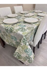 Sıvı Geçirmez Dertsiz Masa Örtüsü Yeşil Mercan Desenli
