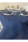 Simli Dertsiz Salon Masa Örtüsü Lacivert