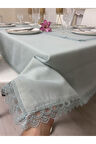 Dantel Detaylı Dertsiz Simli Maldiv Masa Örtüsü 13 Parça