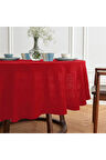 Polyester Simsiz Keten Yuvarlak Dertsiz Masa Örtüsü 160cm