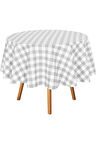 Sıvıya Dayanıklı Yuvarlak Dertsiz Ekose Keten Masa Örtüsü