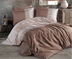 Clasy Saten Çift Kişilik Nevresim Takımı Lalin v1 Kahve