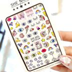 Adanil Unicorn Göz Nazar Boncuğu Donut Muz Sticker SHE NAIL 198