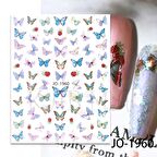 Adanil Pembe Mavi Kelebek Çiçek Sticker J0-1960