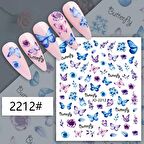 Adanil Mavi Pembe Kelebek Çiçek Sticker J0-2212