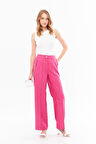 Cep Detay Keten Pantolon Fuşya