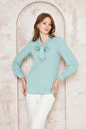 Büzgü Kol Fularlı Gömlek Mint Yeşili