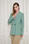 2 Düğmeli Kruvaze Poliviskon Ceket Mint