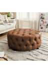 Kapitoneli Yuvarlak Suni Deri Puf 150 Cm /orta Sehpa