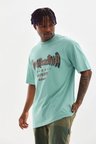 Erkek Baskılı T-Shirt Kısa Kol Bisiklet Yaka Rahat Kalıp Tişört - Mint Yeşili