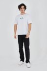 Erkek Baskılı T-Shirt Kısa Kol Bisiklet Yaka Regular Fit Rahat Kalıp Günlük Tişört - Beyaz