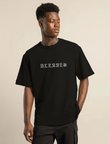 Erkek Baskılı T-Shirt Kısa Kol Bisiklet Yaka Regular Fit Rahat Kalıp Günlük Tişört - Siyah