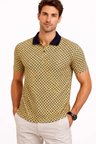 Erkek Pike Kumaş Polo Yaka Desenli Tişört Kısa Kol Yazlık T-Shirt - Sarı