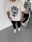 Erkek Baskılı T-Shirt Kısa Kol Bisiklet Yaka Regular Fit Rahat Kalıp Günlük Tişört - Beyaz