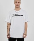 Erkek Kısa Kol Yazlık Tişört Bisiklet Yaka Baskılı Oversize T-Shirt - Beyaz