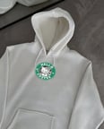 Kadın Oversize Kapüşonlu Kanguru Cepli Baskılı 3 İplik Pamuklu Sweatshirt Hoodie -   Beyaz