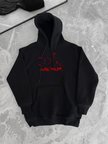 Kadın Oversize Kapüşonlu Cepli Baskılı 3 İplik Pamuklu Hoodie Sweatshirt - Siyah