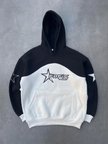 Kadın 3 İplik Pamuklu Parçalı Nakış İşlemelı Kapüşonlu SweatShirt Hoodie - Siyah