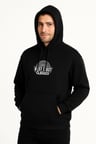 Erkek Kapüşonlu Kanguru Cepli Sweatshirt 3 İplik Pamuklu Baskılı Hoodie -  Siyah