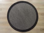 Çam Halı Sisal 9715 Vizon / Siyah Bordürlü Daire Jüt Sisal Kilim