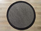 Çam Halı Sisal 9715 Vizon / Siyah Bordürlü Daire Jüt Sisal Kilim