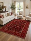 Eko Halı PİETRA PTA 24 RED Sıcak Renk Tonlarını Etnik Desenlerle Buluşturan Yumuşak Tuşeli Salon Halısı Oturma Odası Halısı Mutfak Halısı Modern Makine Halısı