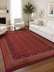 SATEEN AFGHAN SFG 01 RED Afgan Desenlerine Sahip Hav Vermeyen Özel İplerle Dokunan Yıkanabilir ve Özel Kaymaz Tabanlı Sık Dokuma Makine Halısı
