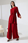 Kadın Tesettür Ayrobin Kuşaklı Tunik Pantolon İkili Takım