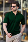 Polo Yaka Çizgili Fermuarlı Erkek T-shirt